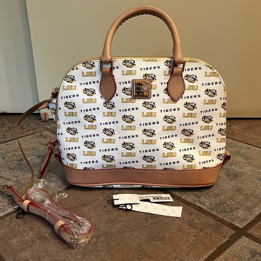Dooney & Bourke LSU Tigers Zip Zip Satchel. NWT and accessories. Purse. Bag.